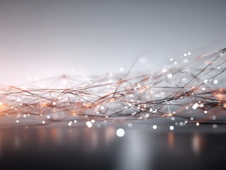 Connected network of glowing spheres abstraction