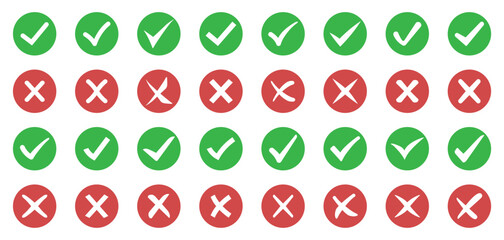 Green check marks and red crosses collection