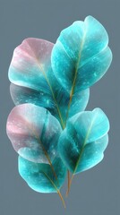 Obraz premium Vibrant Artistic Leaves on Gray Background: Modern Botanical Illustration
