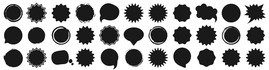 Black shapes for tag or label for promotion in a flat design