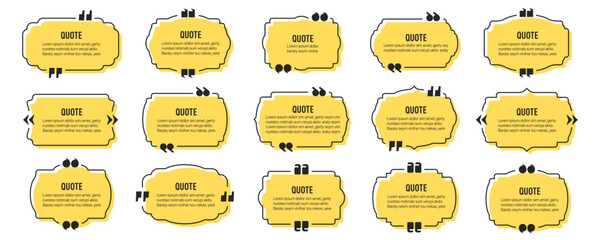 Set of quote text vintage labels frames in a flat design. Quote text box collection
