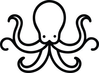 octopus, simple line art, minimalist, black and white, flat design, geometric shapes, vector illustration
