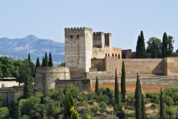 detail of the alcazaba of the alhambra of granada