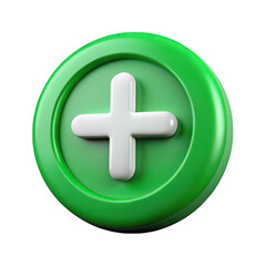 Obraz premium 3D Green Heart with Plus Sign isolated on transparent background Remove png