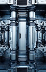Futuristic machine room abstract silver tone
