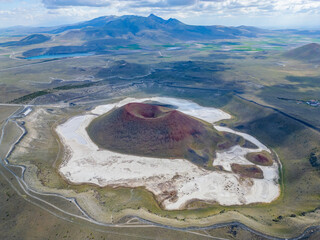 Meke Crater Lake and Extinct Volcano in Drought-Stricken Karapınar, Turkey