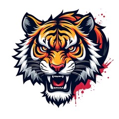 illustrasion tiger head mascot simple logo