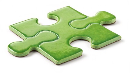 Single green puzzle piece isolated on white background