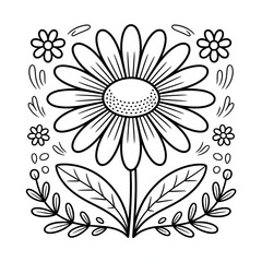 A beautiful line art sunflower coloring page