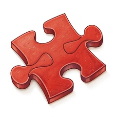 A single red puzzle piece isolated on white background