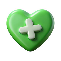 Obraz premium 3D Green Circular Add Button with Plus Sign isolated on transparent background Remove png