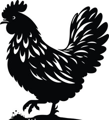 Chicken silhouette vector illustration isolated on a white background