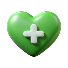 Fototapeta premium 3D Green Circular Add Button with Plus Sign isolated on transparent background Remove png
