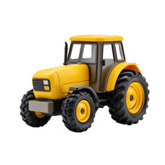 Bright Yellow Toy Tractor with Large Tires Suitable for Play and Educational Purposes for Children and Enthusiasts Transparent background or png