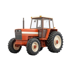 Fototapeta premium Vintage Agricultural Tractor with Large Tires and Classic Design for Farming and Landscape Background Transparent background or png