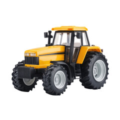 Realistic Yellow Toy Tractor Model with Detailed Features for Creative Educational Projects and Children's Playtime Transparent background or png