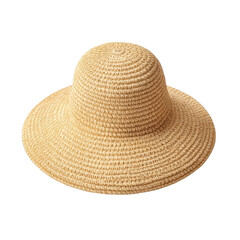 Elegant Straw Sun Hat Perfect for Summer Breezes, Beach Days, and Outdoor Gatherings in Natural Neutral Tone Transparent background or png
