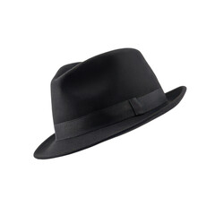 Classic Black Fedora Hat with Wide Brim and Soft Fabric for Fashion and Formal Occasions Transparent background or png