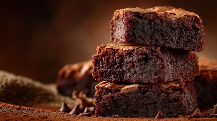 Decadent Brownies Tower: Indulge in the rich, chocolatey bliss of a stack of moist, perfectly baked brownies, promising an experience of pure dessert perfection.