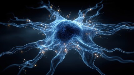 The intricate network of the Brain Cell: Illuminated neuron cell with intricate connections, a visual representation of the neural network in human brain.