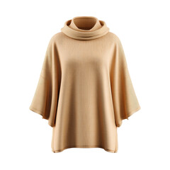 Soft and Cozy Beige Knit Poncho for Women's Fashion and Warmth in Fall and Winter Seasons Transparent background or png