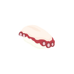 Flat Tako Sushi - Japanese Octopus Nigiri Vector Illustration