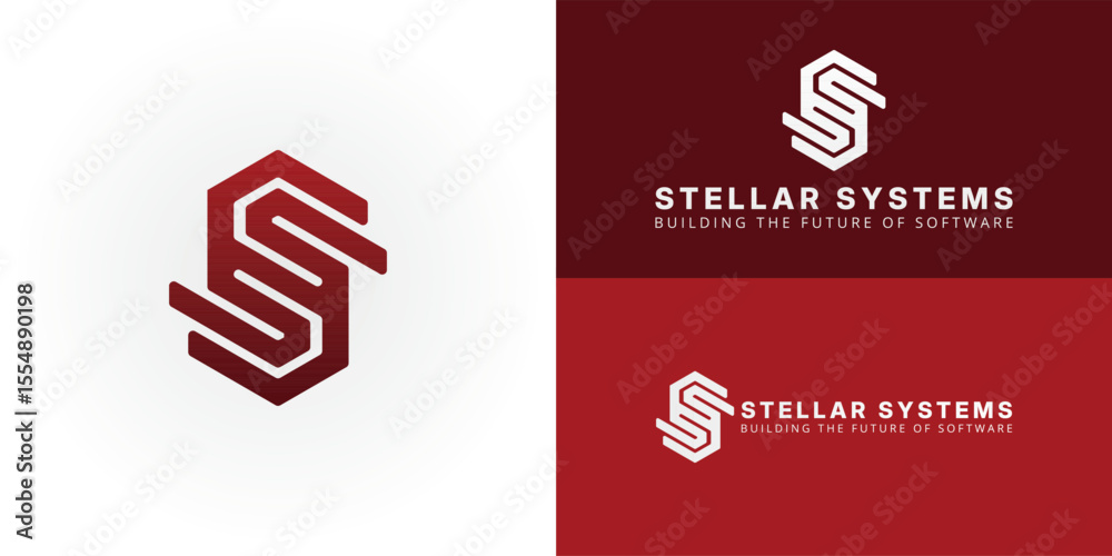 Wall mural geometric ss monogram within a bold hexagonal frame, symbolizing interconnectedness and strength. id