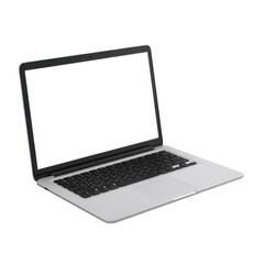 Sleek modern laptop with a blank screen displaying potential for creativity and productivity in an uncluttered workspace environment Transparent background or png