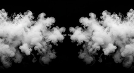 Abstract White Smoke Against Black Background for Design Element