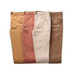 Assorted Casual Trousers in Earthy Hues for Trendy Fashion Looks and Versatile Styling Opportunities Transparent background or png