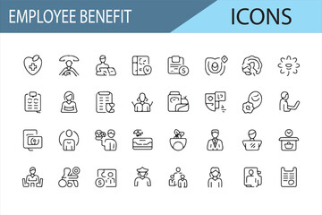 Health, Insurance, and Leave Benefits Icons for Workplace Wellbeing