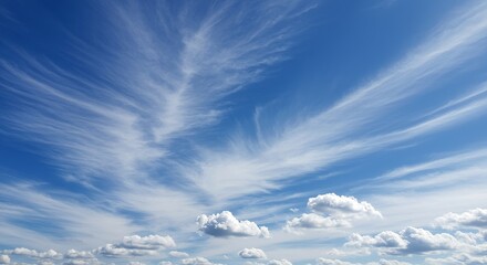 Sky Landscape with Cloud Formations Against Blue Backdrop