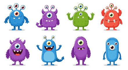 Obraz premium Cute cartoon monsters vector illustration for kids' designs in flat style