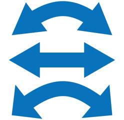 Dual sided arrow vector, icon, silhouette design. Semicircular curved thin, long double ended arrow vector design for website, app and logo design. Horizontal dual side arrow.