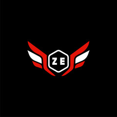 ZE Initials Vektor Stok Otomotif Logo Design