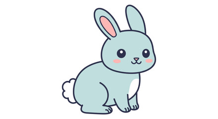 Cute bunny illustration for kids - adorable animal vector illustration in flat style for easter card or poster design