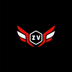 ZV Initials Vektor Stok Otomotif Logo Design