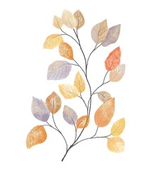 Branch of colourful leaves, vintage retro style
