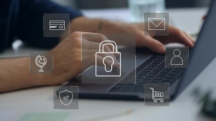 data protection and cybersecurity concept, internet network security online with padlock icon - Powered by Adobe