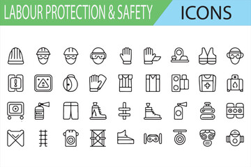Labour Protection and Safety Icons Set for Workplace Security