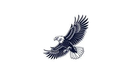 Powerful Eagle in Flight: Vintage Style, Monochrome Vector Illustration, Majestic and Bold Design.