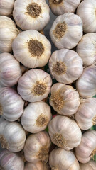 closeup of plaited  garlic hanging