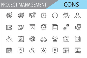 Collection of Minimalistic Icons for Project Management, Planning, and Execution