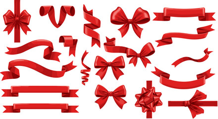 Elegant red ribbon vector illustration for gift wrapping design in realistic style