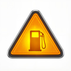 Empty gas tank warning light on white background, fuel alert icon