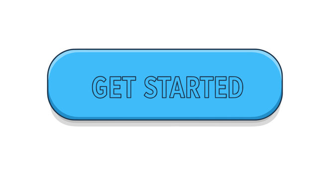 Blue call to action vector illustration: get started button design for digital interfaces
