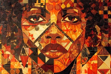 Afrocentric Mosaic Portrait of a Woman for Black History Month Celebration