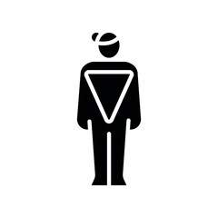 Inverted triangle female body type black flat icon for digital and print projects.PFAS product