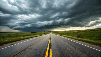Naklejka premium Incredible supercell spinning across Wyoming, sky full of dark storm clouds