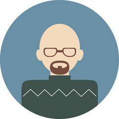 Man avatar icon with beard and glasses. Faceless user icon for social media, blogs, forums, or online work.